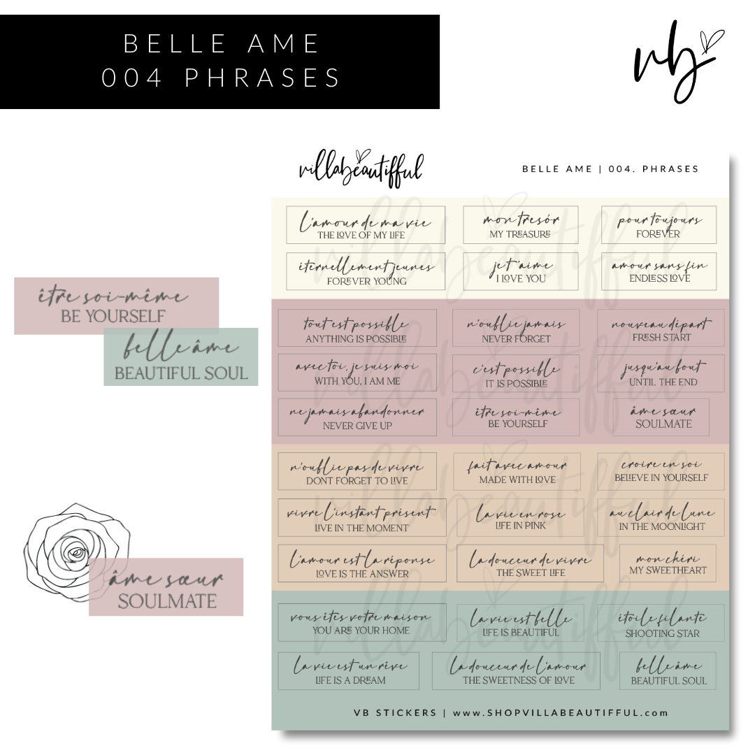 Sticker Sheet | Belle Ame 04 Phrases