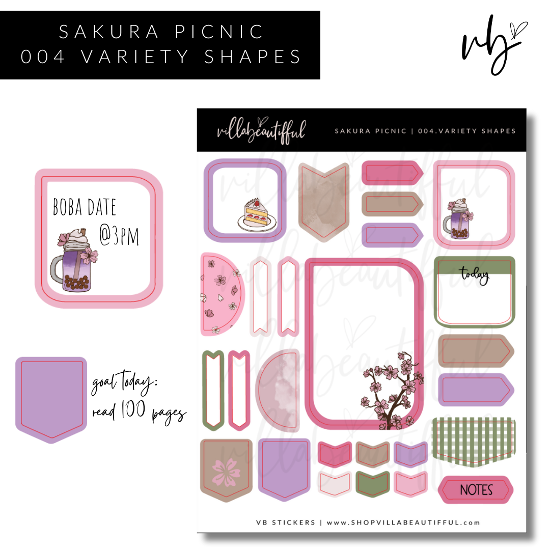 Sticker Sheet | Sakura Picnic 04 Variety Shapes