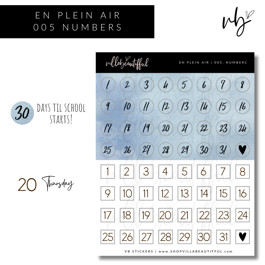 Sticker Sheet | En Plein Air 05 Numbers