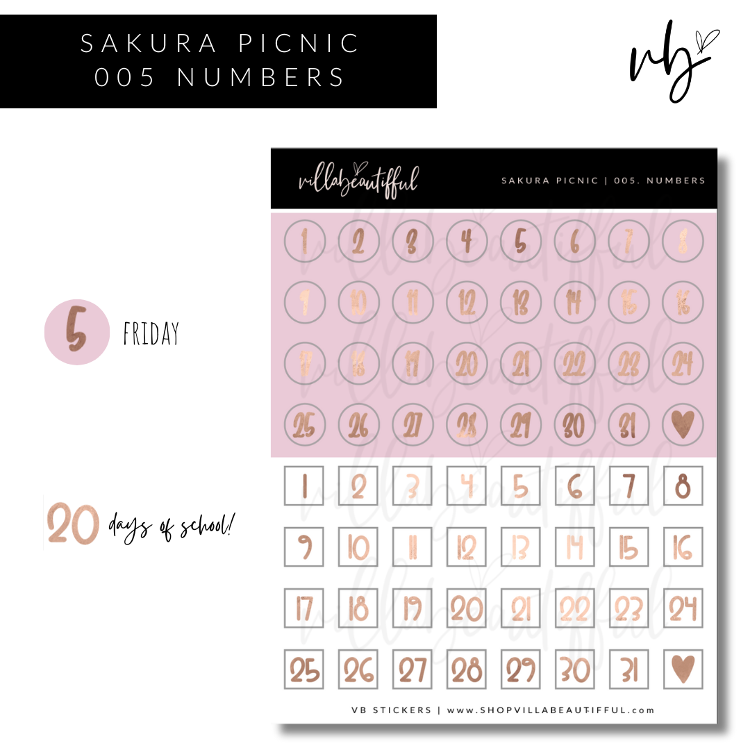 Sticker Sheet | Sakura Picnic 05 Numbers