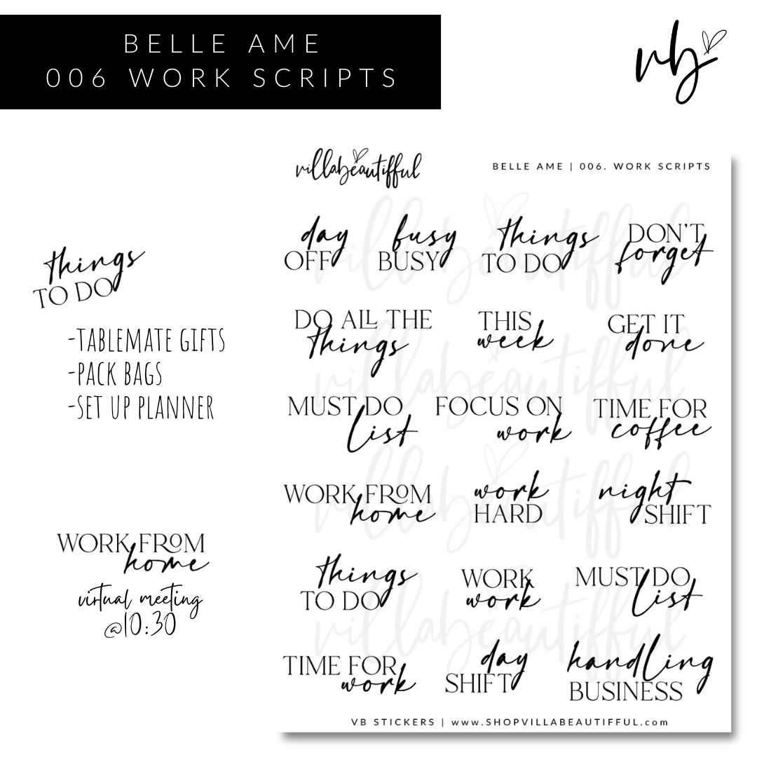 Sticker Sheet | Belle Ame 06 Work Scripts