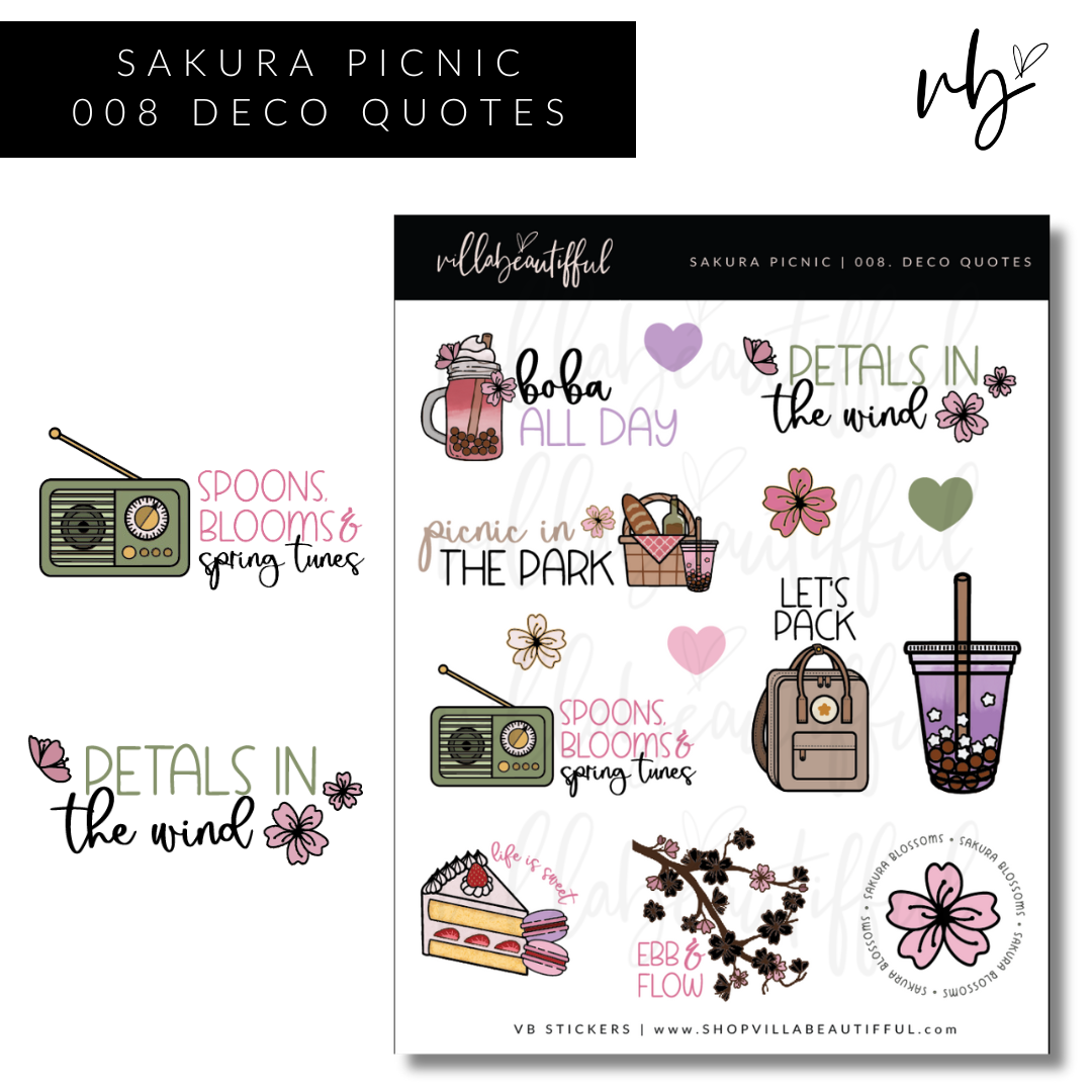 Sticker Sheet | Sakura Picnic 08 Deco Quotes