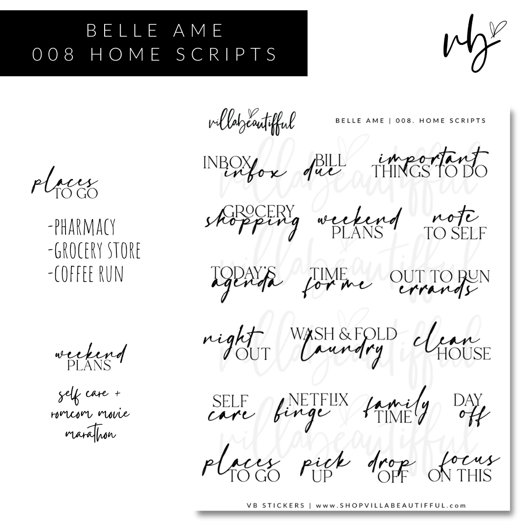 Sticker Sheet | Belle Ame 08 Home Scripts