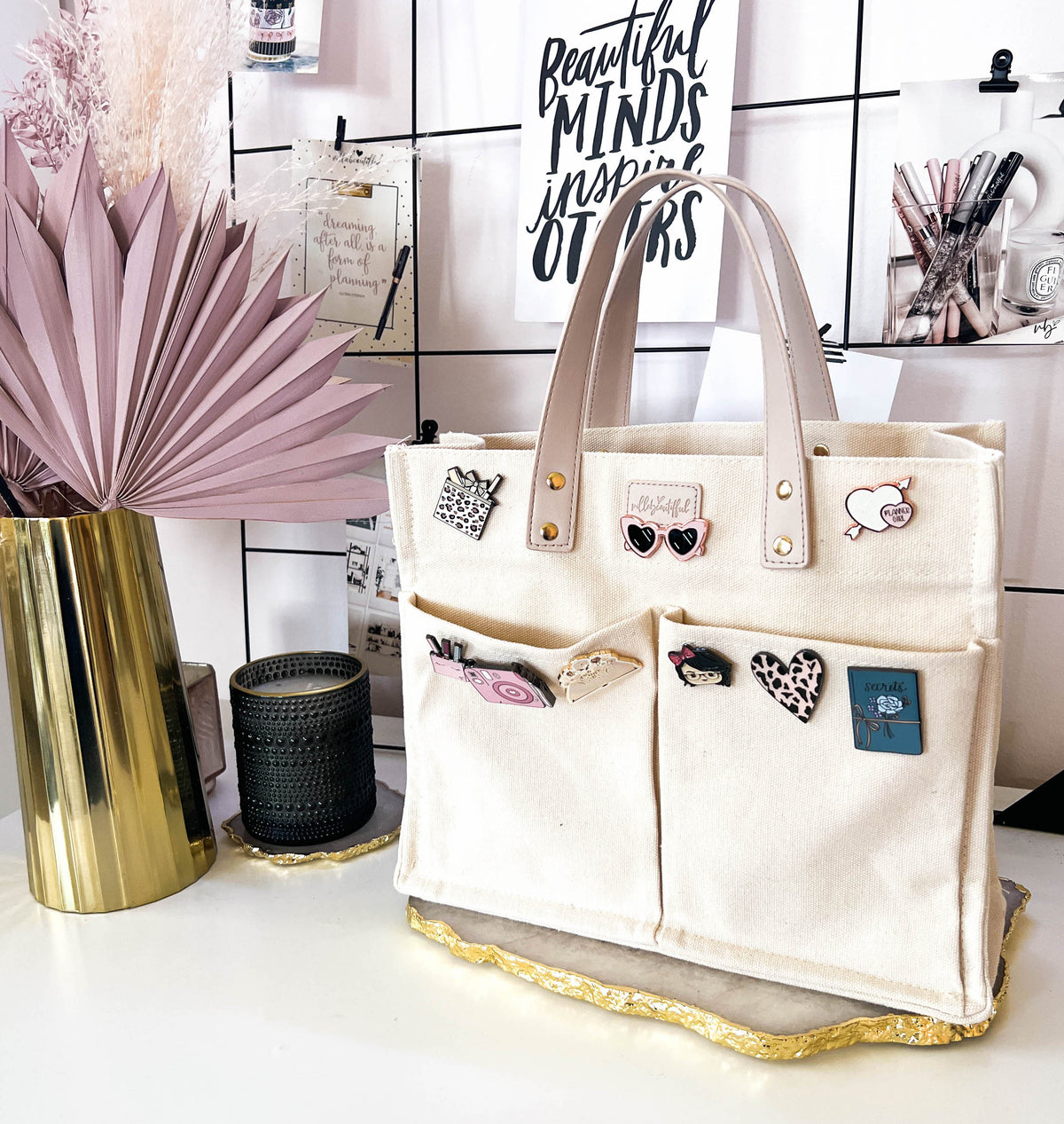 VB Nude Canvas Utility Tote