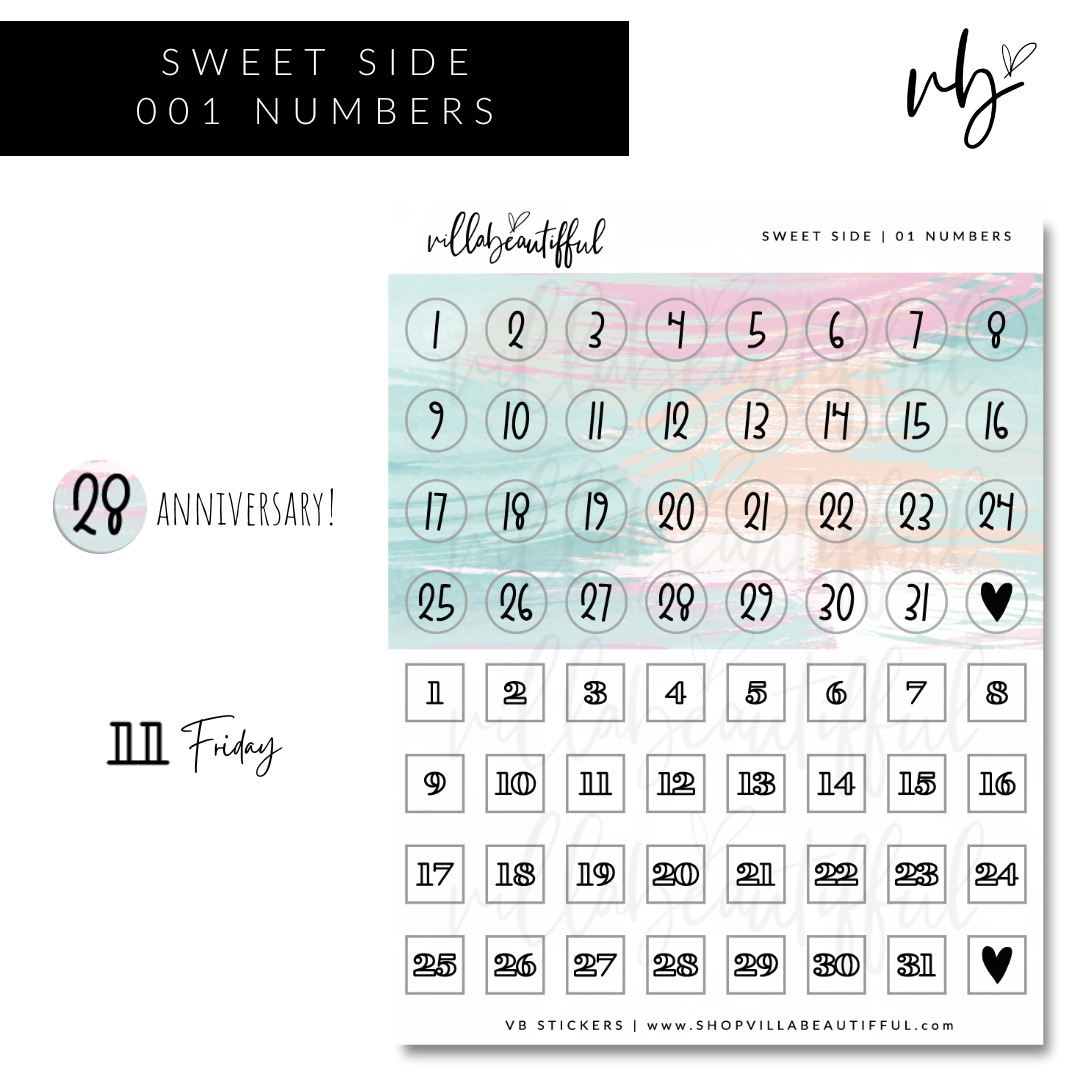 Sticker Sheet | Sweet Side 01 Numbers