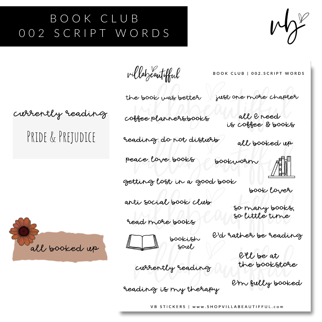 Sticker Sheet | Book Club 02 Script Words