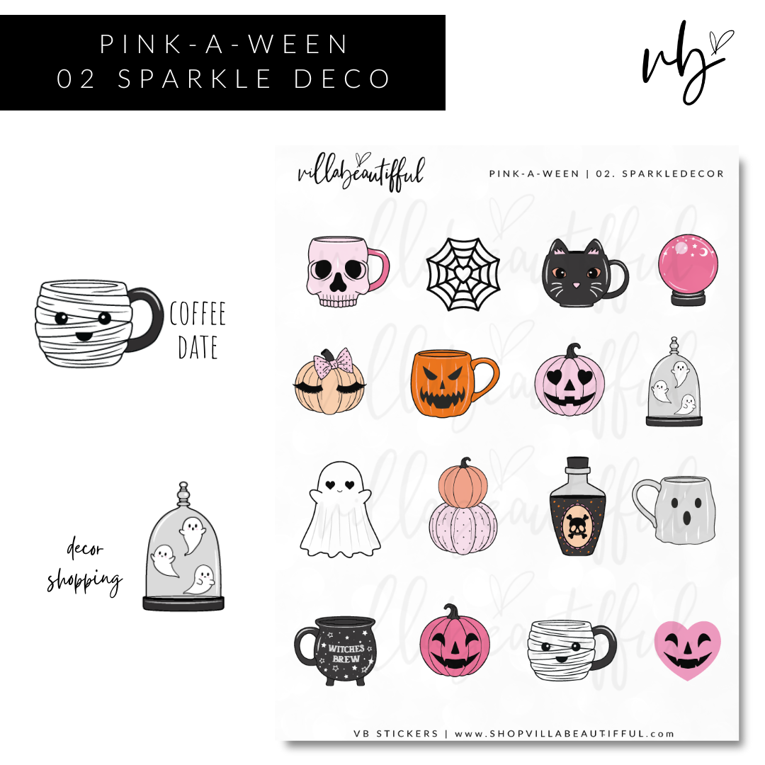 Sticker Sheet | Pink-A-Ween 02 Sparkle Decor