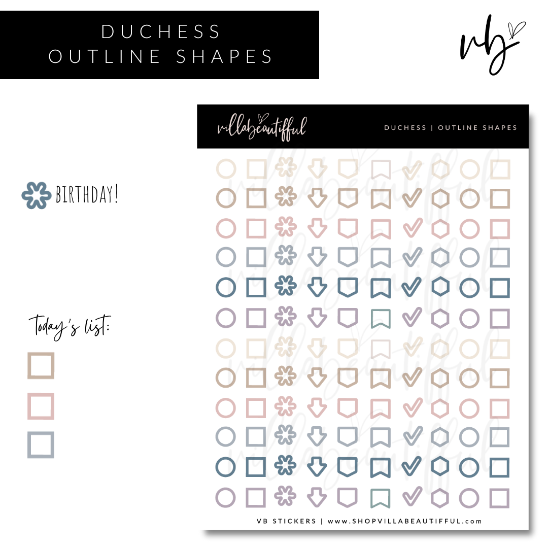 Sticker Sheet | Duchess 02 Outline Shapes