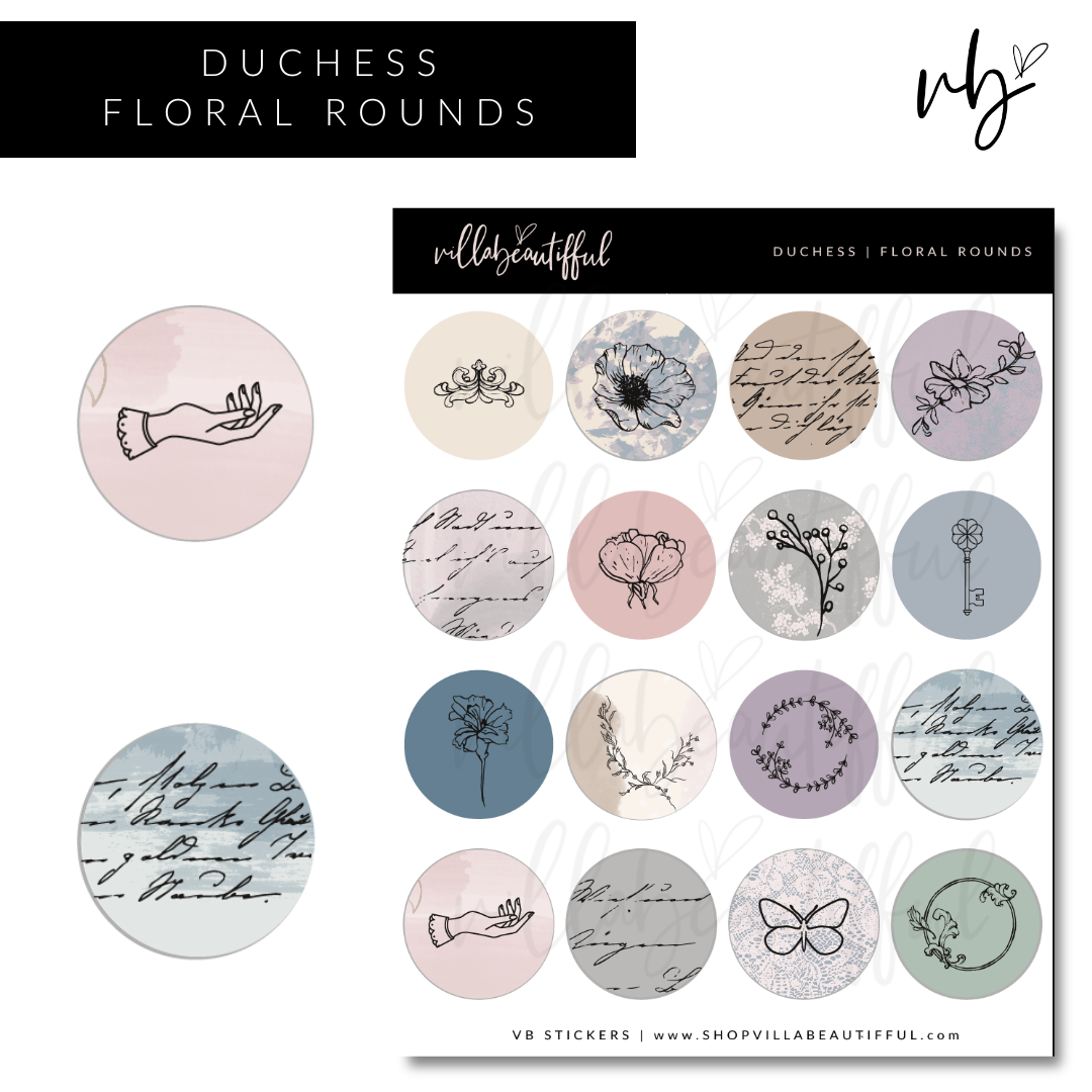 Sticker Sheet | Duchess 07 Floral Rounds