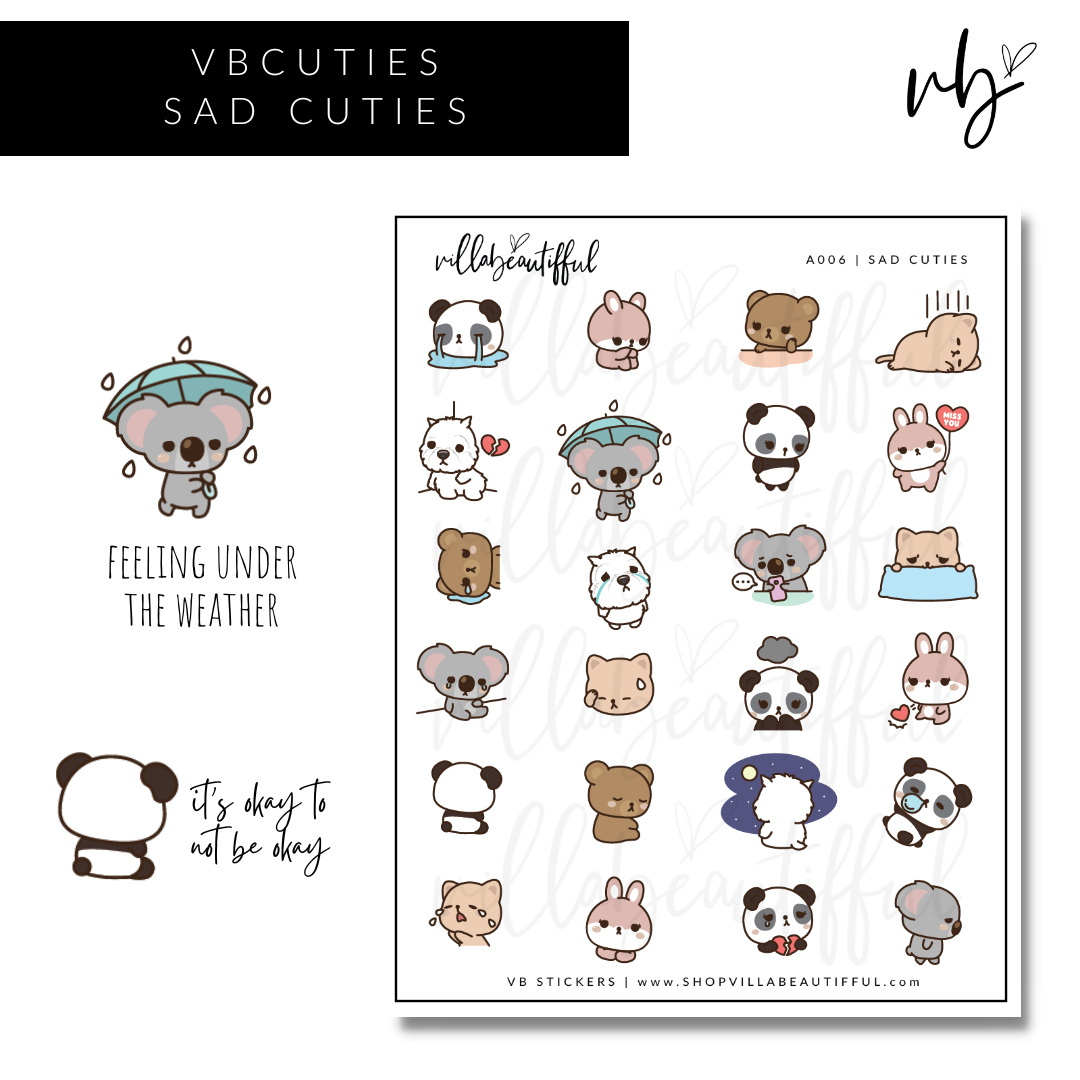 Sticker Sheet | A006 Sad Cuties