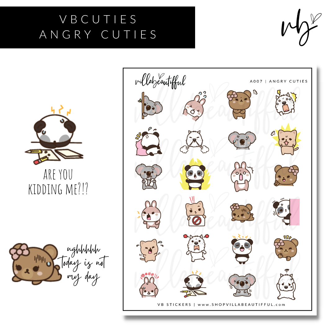 Sticker Sheet | A007 Angry Cuties