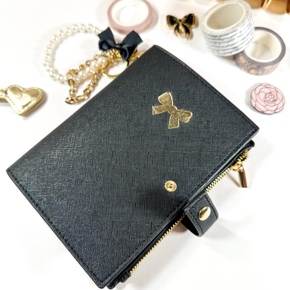 VB Pocket Book | Black with Gold Bow IMPERFECT