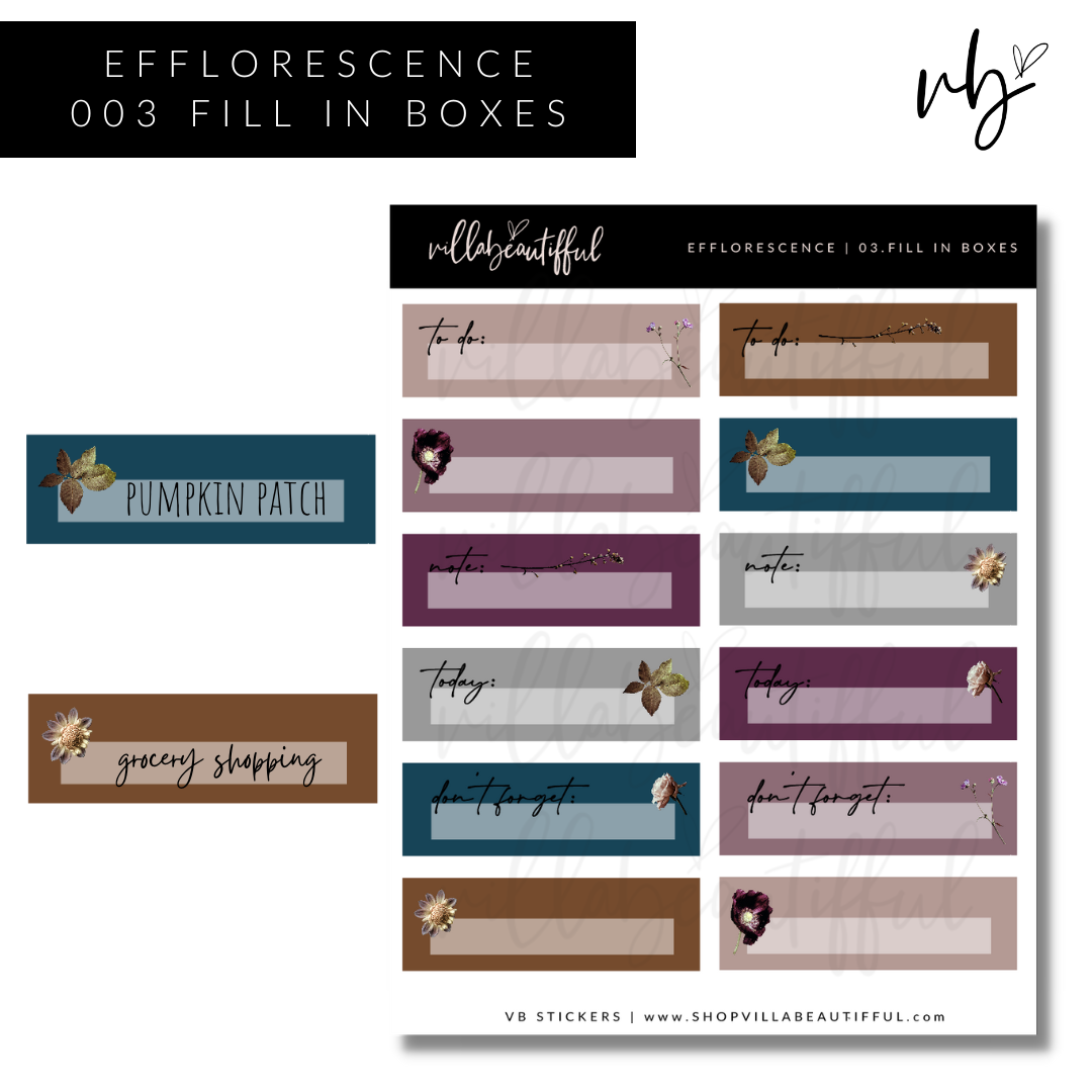 Sticker Sheet | Efflorescence 03 Fill In Boxes