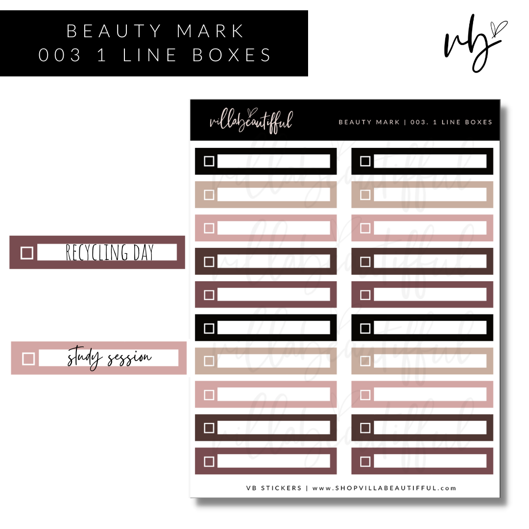 Sticker Sheet | Beauty Mark 03 1 Line Boxes