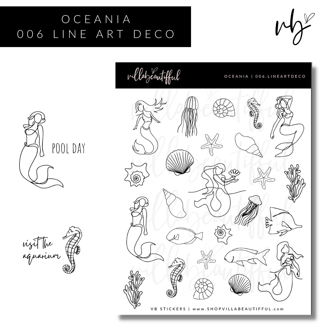 Sticker Sheet | Oceania 06 Line Art Deco