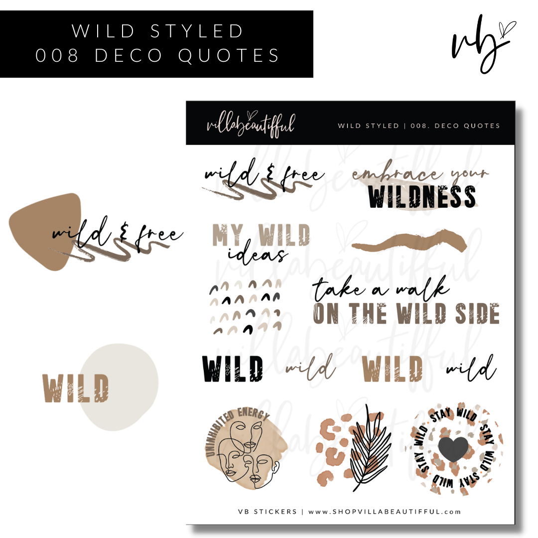 Sticker Sheet | Wild Styled 08 Deco Quotes