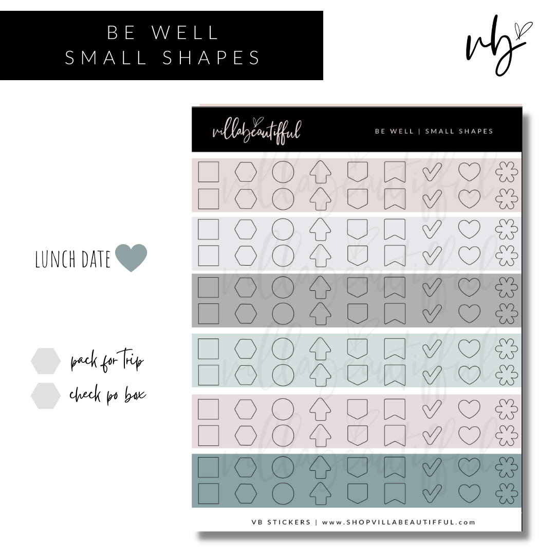 Sticker Sheet | Be Well Small Shapes