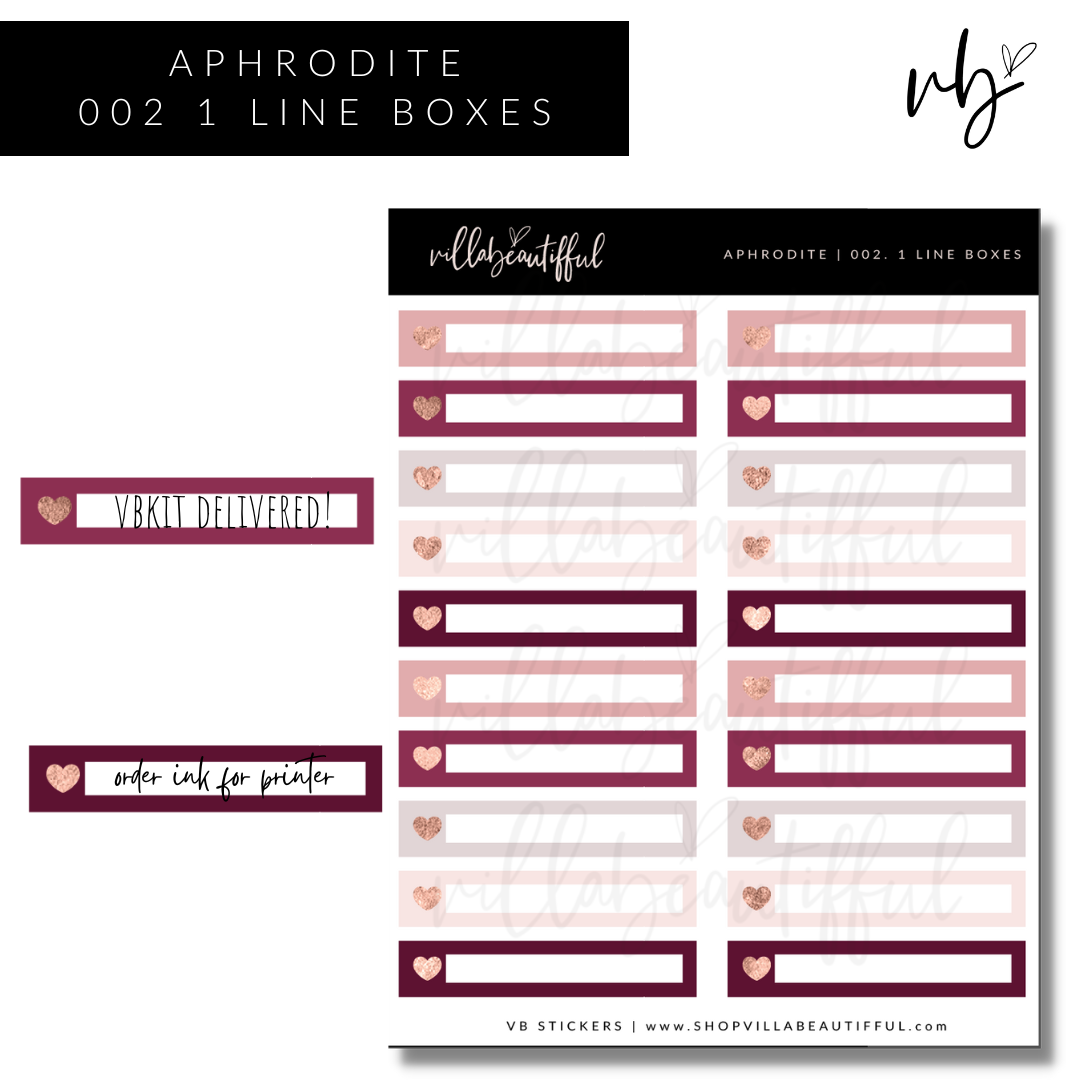 Sticker Sheet | Aphrodite 02 1 Line Boxes