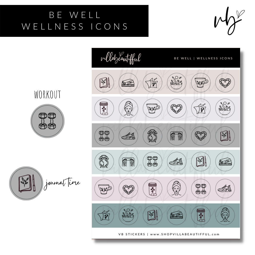 Sticker Sheet | Be Well Wellness Icons