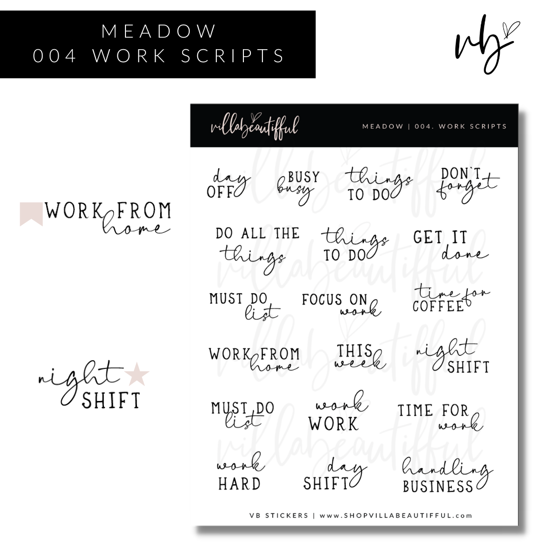 Sticker Sheet | Meadow 04 Work Scripts