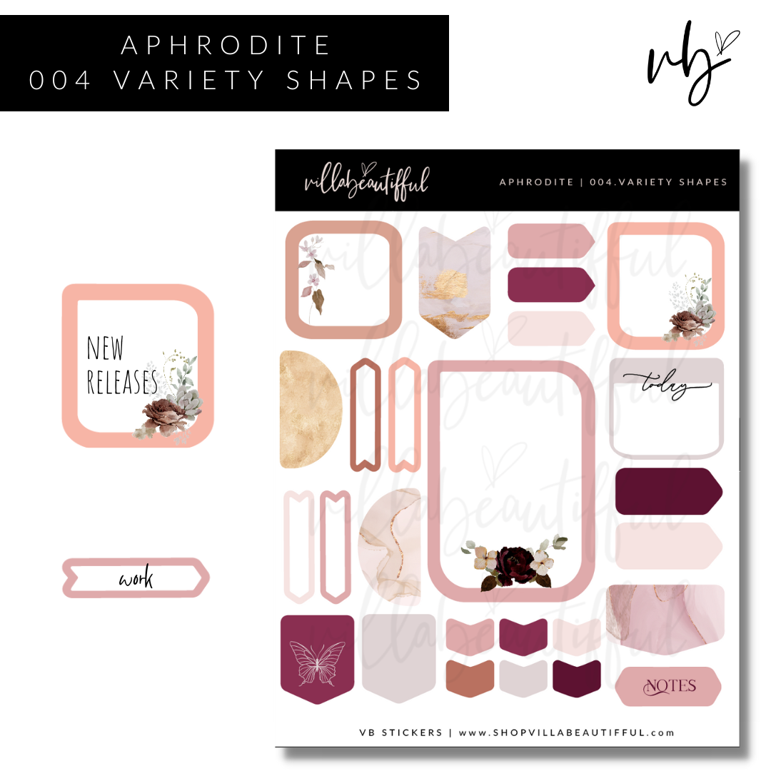 Sticker Sheet | Aphrodite 04 Variety Shapes