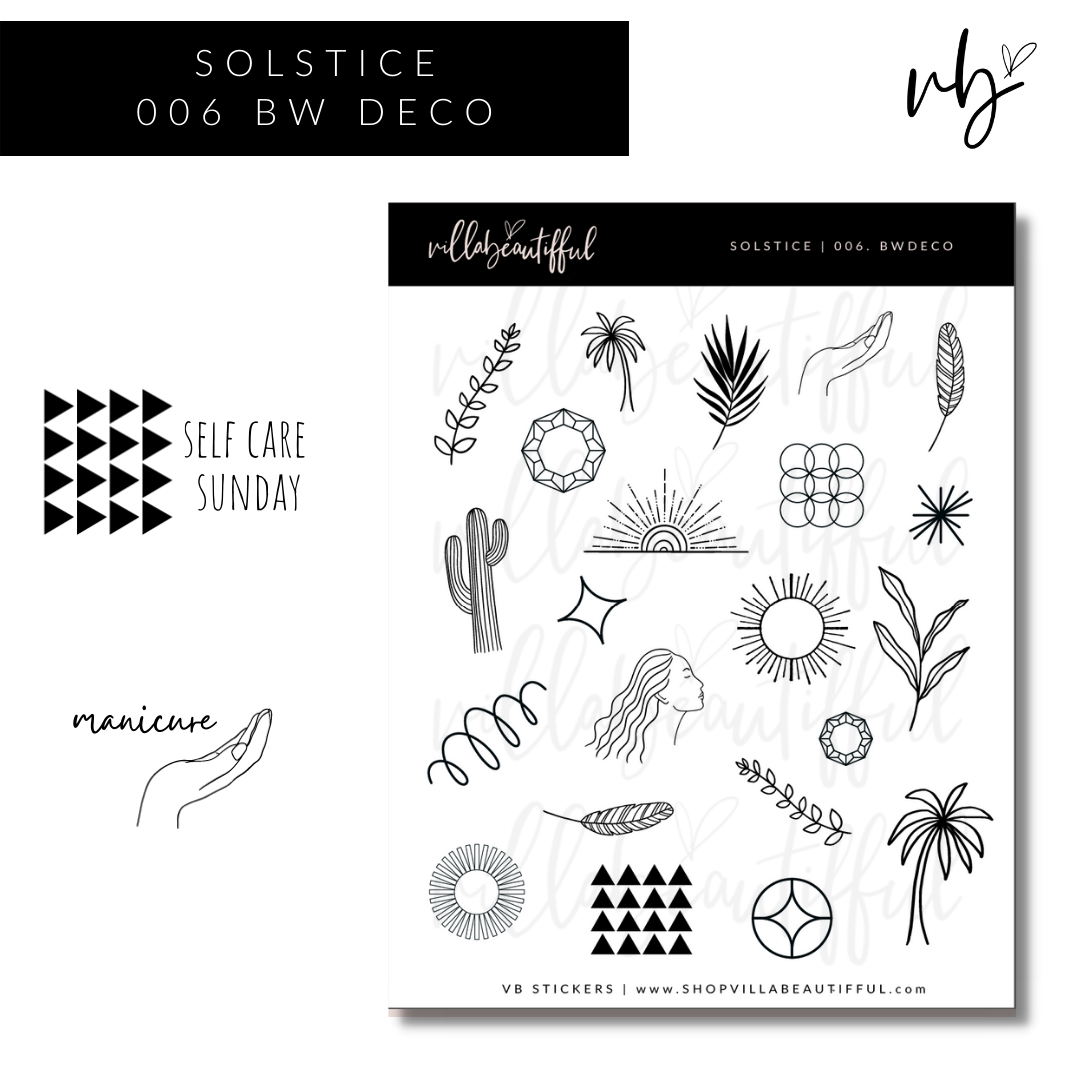 Sticker Sheet | Solstice 06 BW Deco