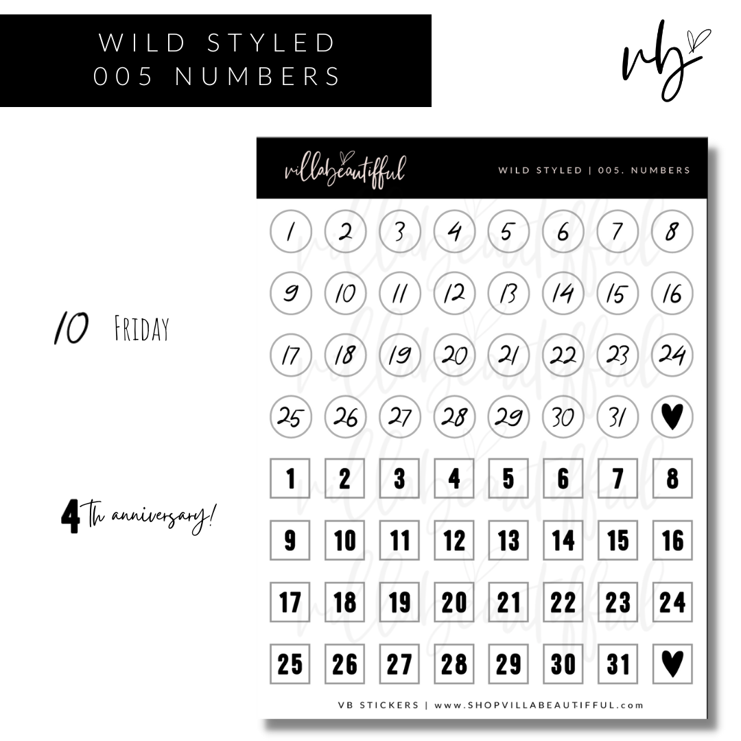 Sticker Sheet | Wild Styled 05 Numbers