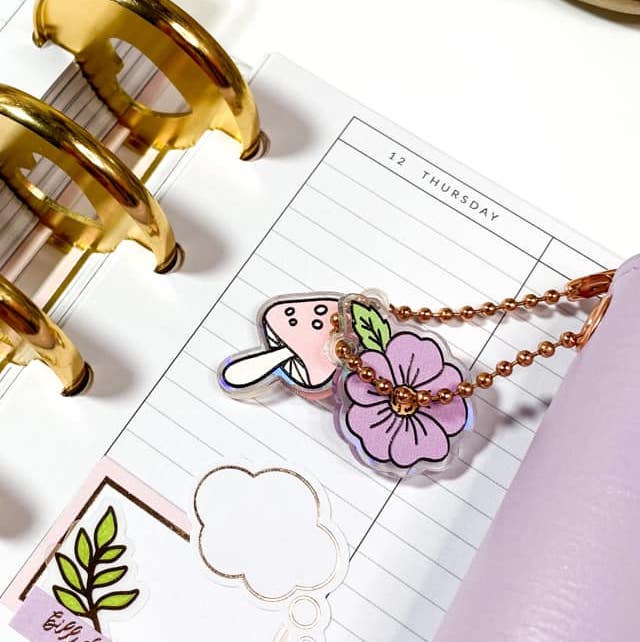 In Bloom Flower & Mushroom Acrylic Charm